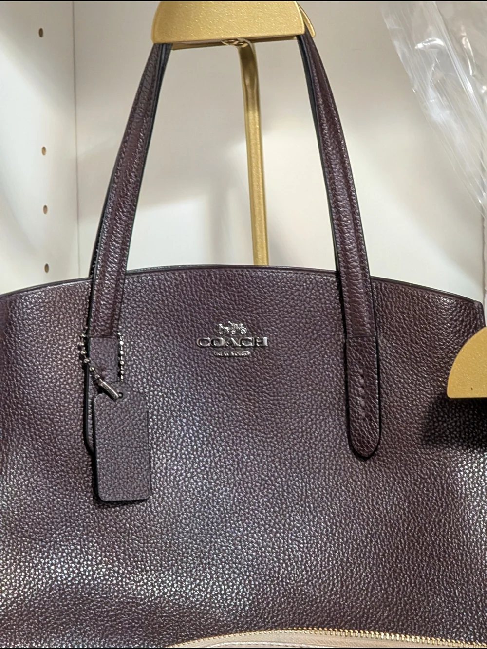 Coach Pebbled Leather Tote in Dark Brown